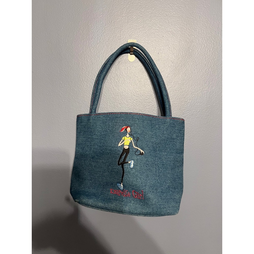 The Girls Sunny Hawaii Exercise‎ Girl Blue Denim Small Tote Bag Y2K Mini Purse